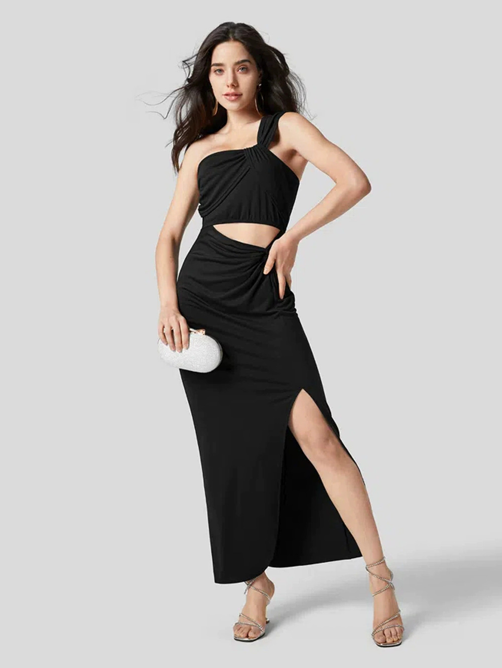 ZARA Summer Sexy Asymmetric Neck Backless High Waist Sleeveless Midi Dress